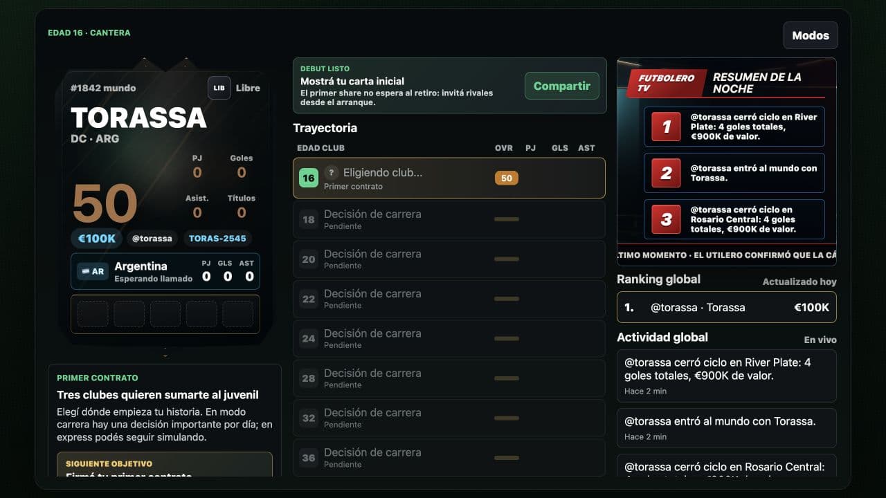 Screenshot del proyecto Futbolero.